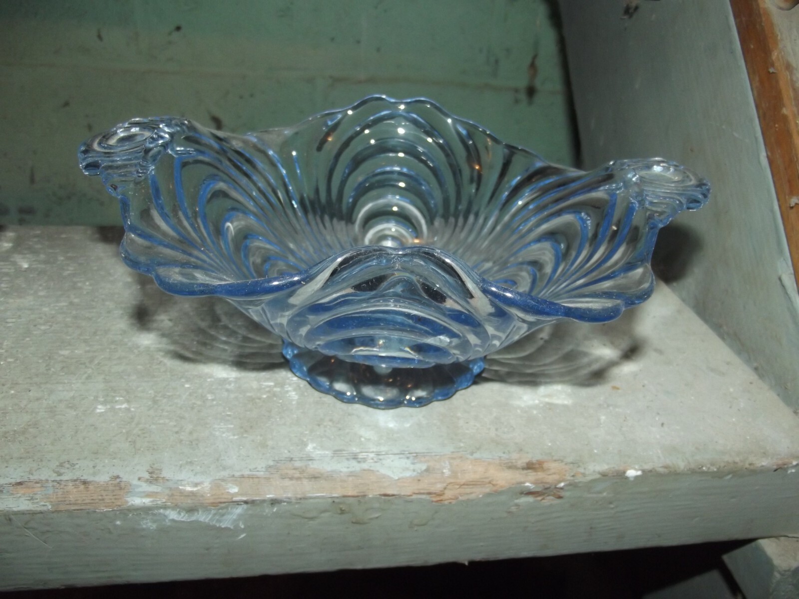 Cambridge Caprice blue elegant glass low footed bon bon