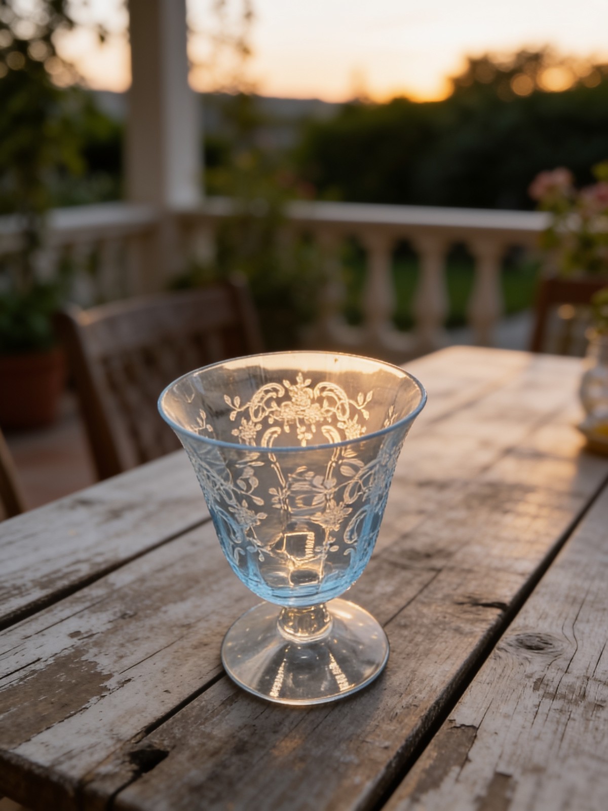 RARE Fostoria Azure Blue Meadow Rose OYSTER FRUIT COCKTAIL Glass #6016 Optic