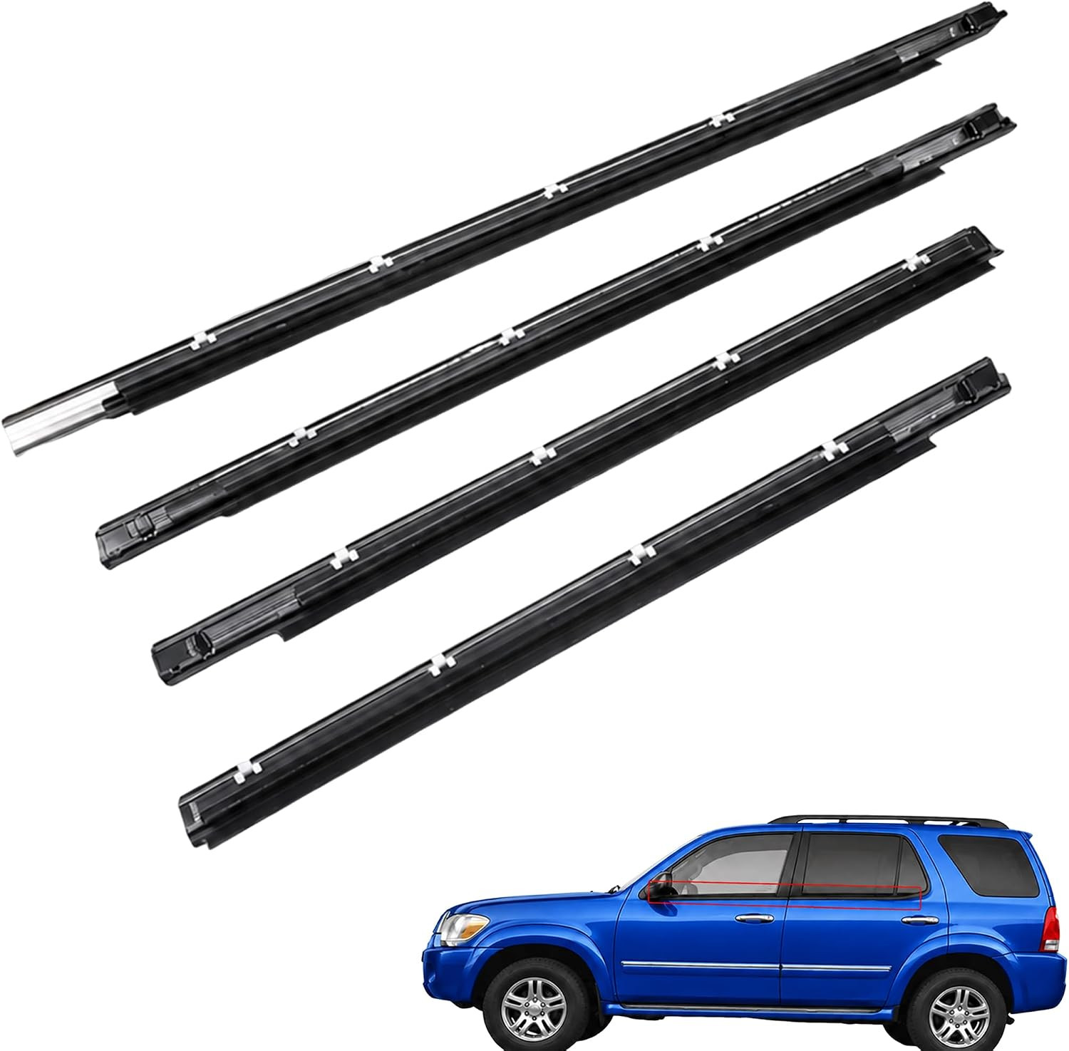 4-Piece outside Door Window Weatherstrip Seal Belt 75710-0C010 for Toyota | Comp