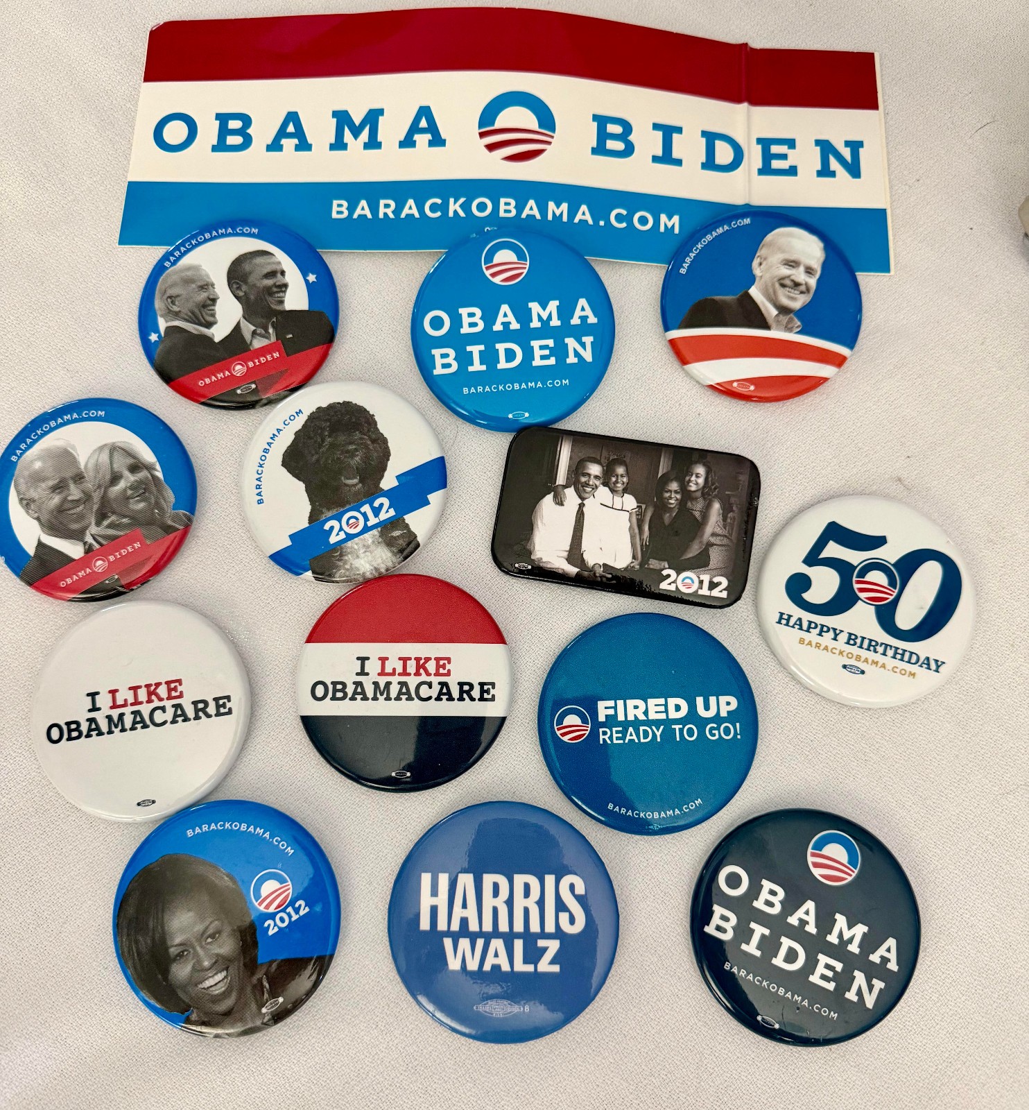 Obama Biden 2008-2012 Campaign Button Lot (13) Bumper Sticker Michelle Obama