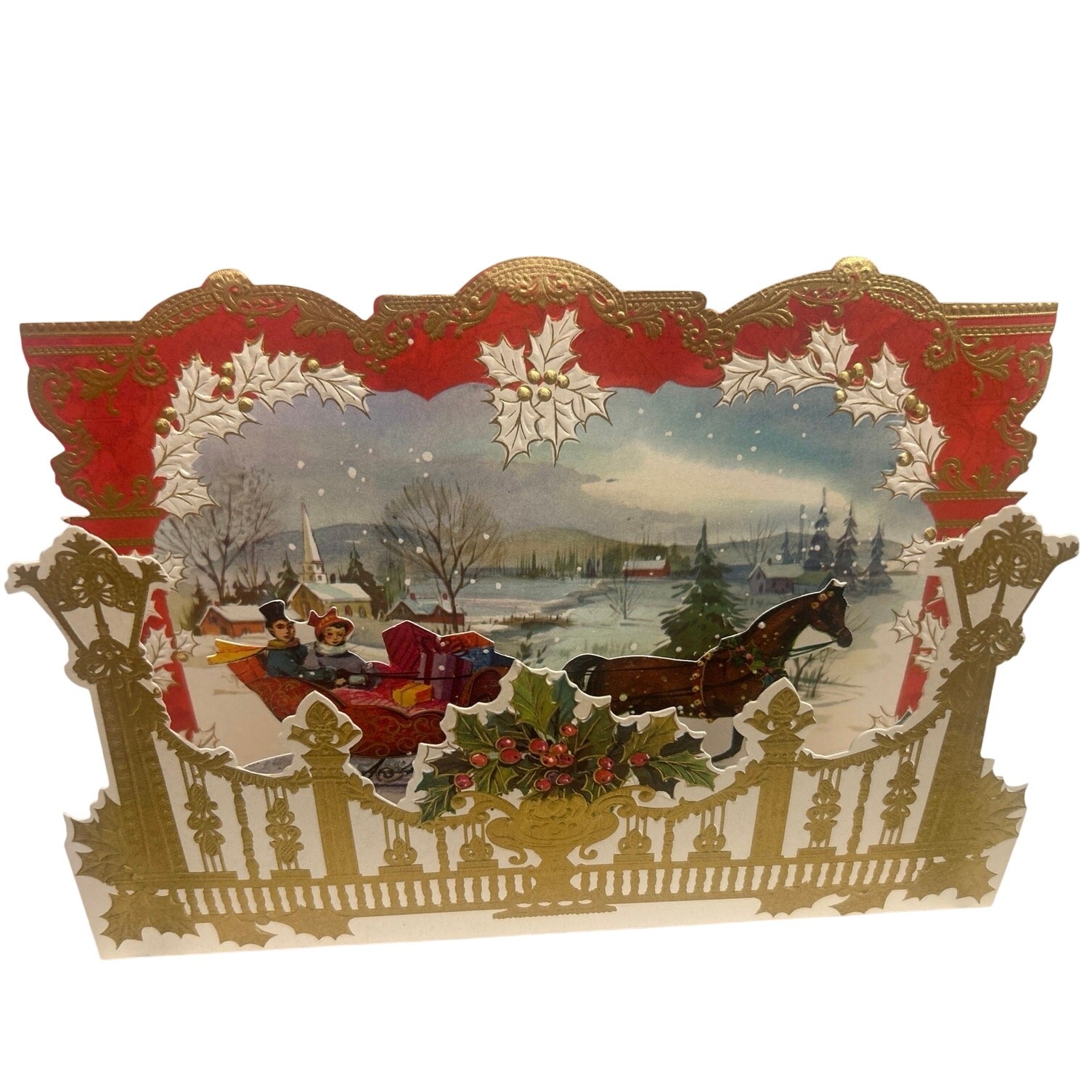 1960’s Bx/6 American Greetings Die Cut 3-D Stand-Up Embossed Fold-Out card NOS