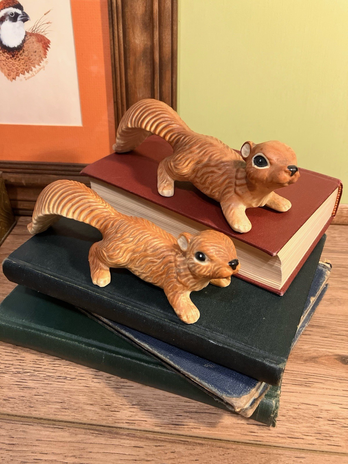 VTG Ceramic Squirrels Wall Climbing MCM Climbers 7-Inch Pair Family Retro Japan 