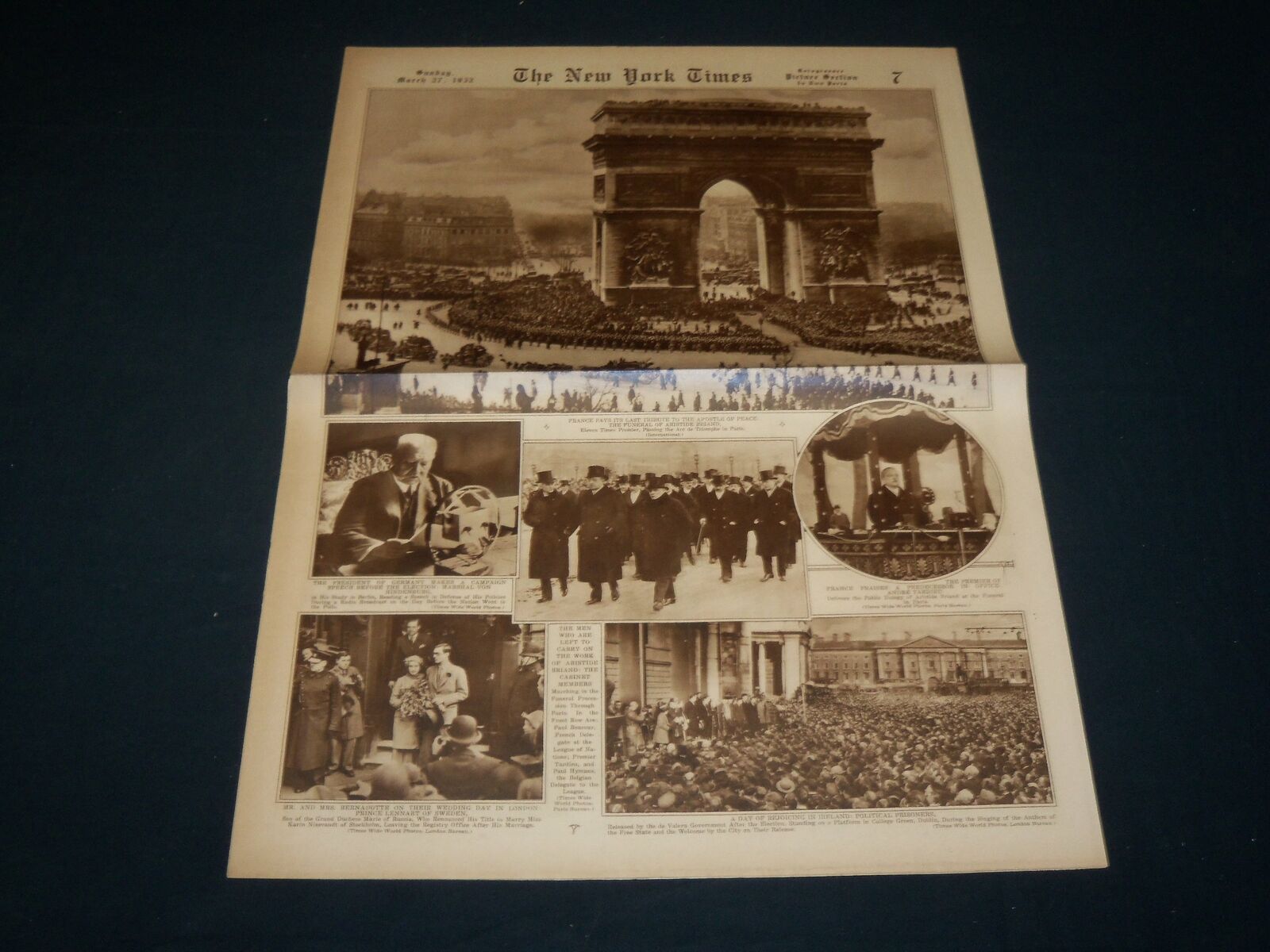 1932 MARCH 27 NEW YORK TIMES ROTO PICTURE SECTION - BRIAND FUNERAL - NT 9384