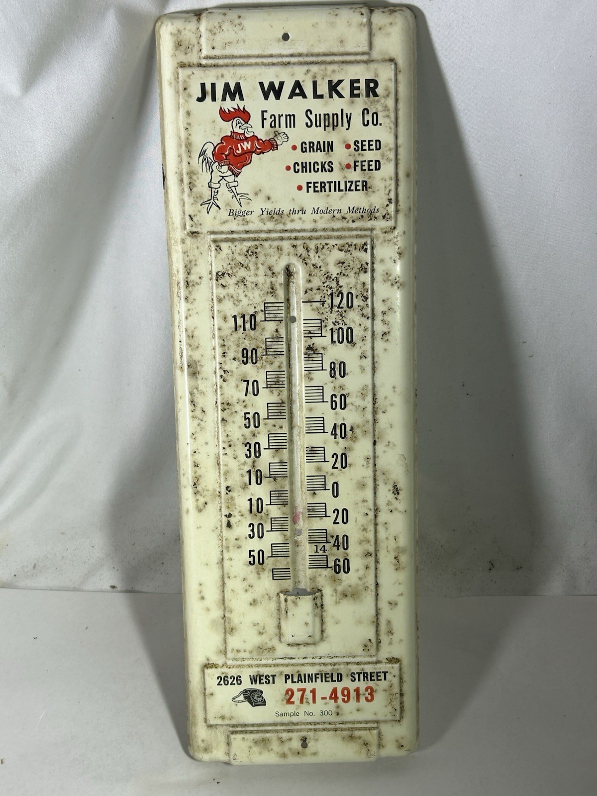 Vintage Jim Walker Farm Supply Co Feed Seed Thermometer Advertising Sign Farm