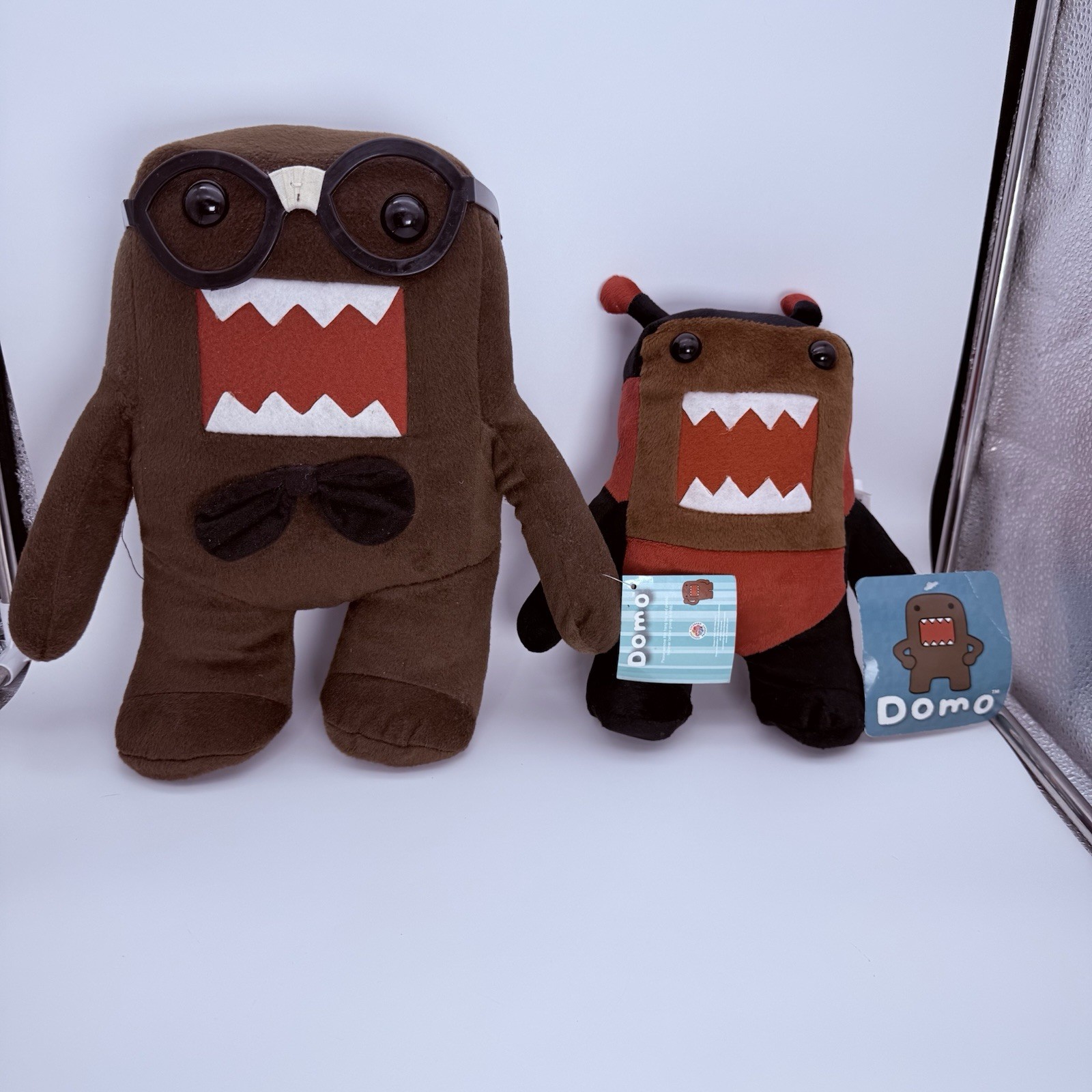 VTG Rare Domo Nerd 12” & Ladybug 8” Plush Nanco New With Tag Glasses Collectible