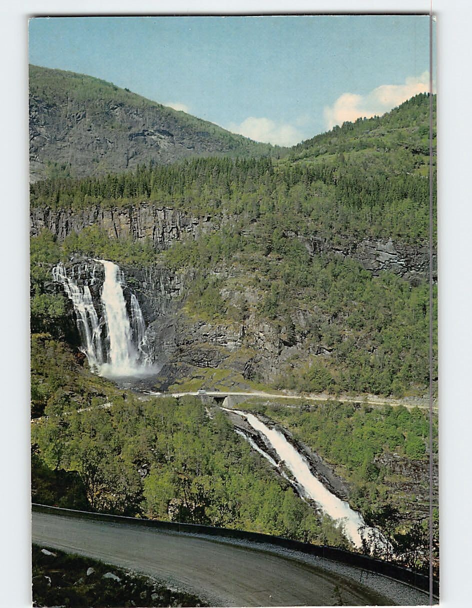 Postcard Skjervefoss waterfall Norway