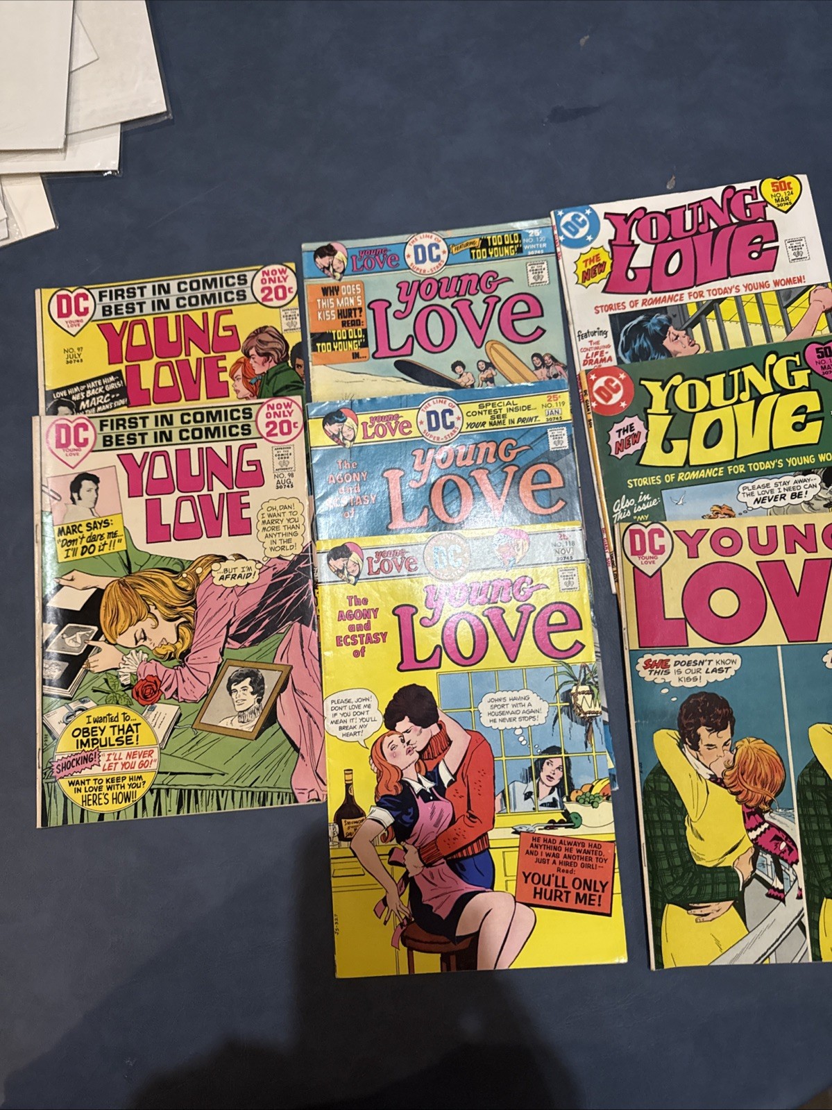 Lot Of 8 DC Young Love Comics - 97, 98, 102, 118-120, 124-125