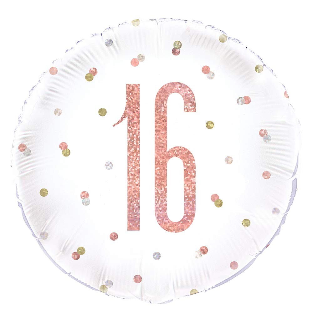 Unique Dazzling Rose Gold 16th Birthday Glitz Round Foil Balloon (45cm) - Perfec