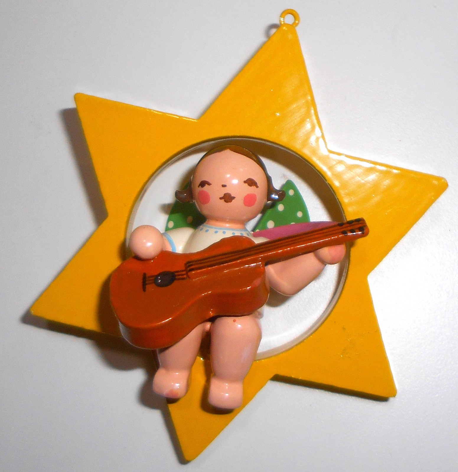 Vintage Wendt & Kühn Angel On Star With Guitar Germany Erzgebirge 3 3/4