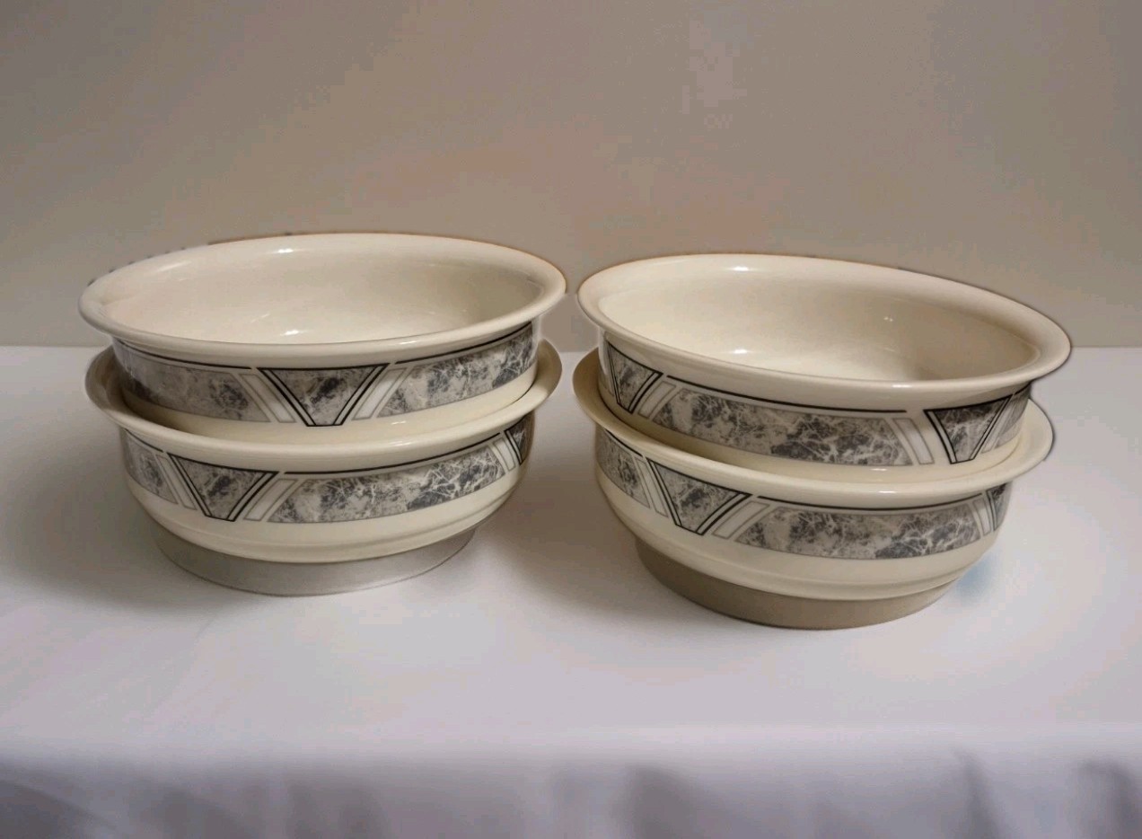 Lenox Chinastone Natural Accents Granite 6 ¼”  Soup Cereal Bowls Lot of 4 - USA