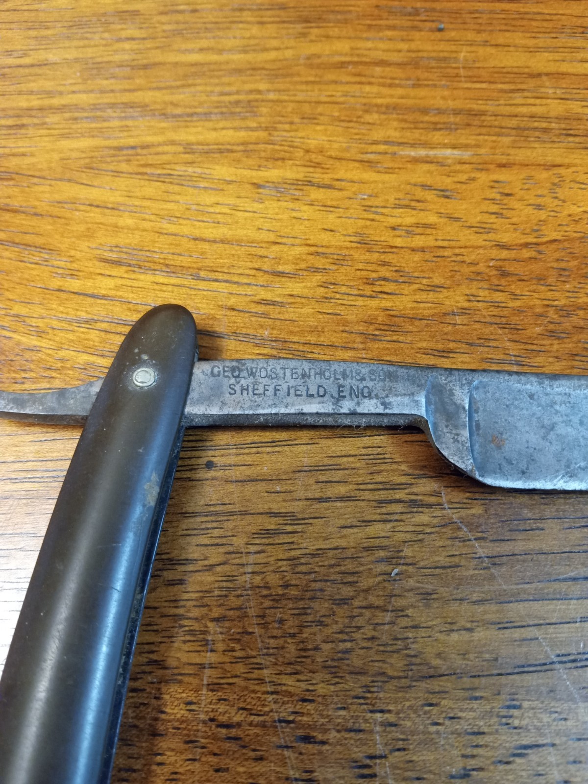 Antique Geo Wostenholm Sheffield Eng Straight Razor IXL Pipe Logo