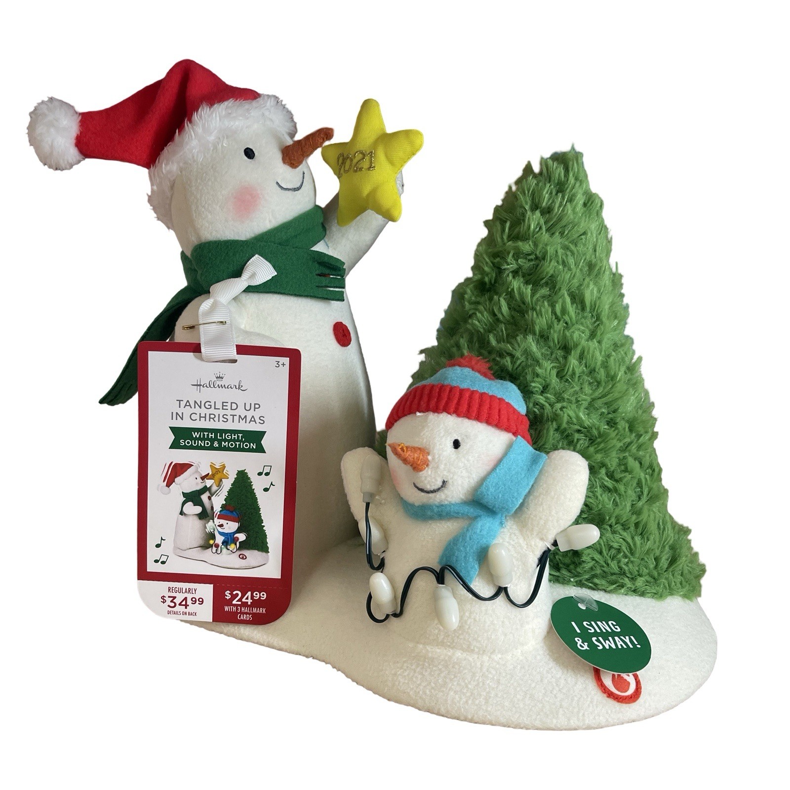 2021 Hallmark Tangled Up in Christmas Snowman Singing Techno Plush