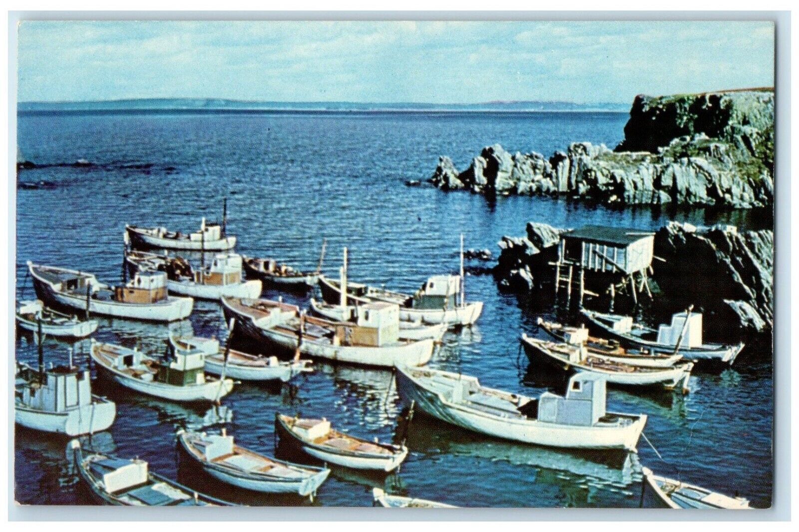 c1950's Fishing Boats at Hibbs Cove Newfoundland Canada Unposted Postcard