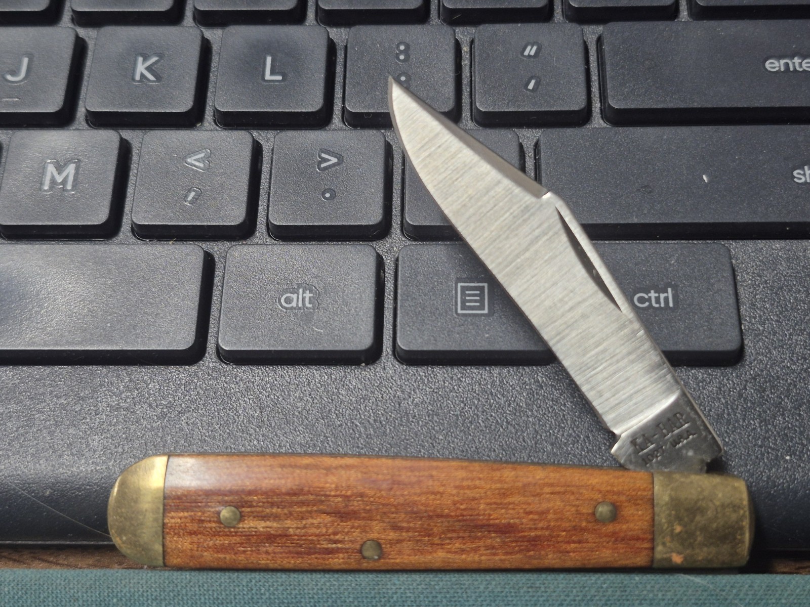 Vintage Ka-Bar USA 1027 SINGLE-blade Pocket Knife pen knife wood - Near Mint