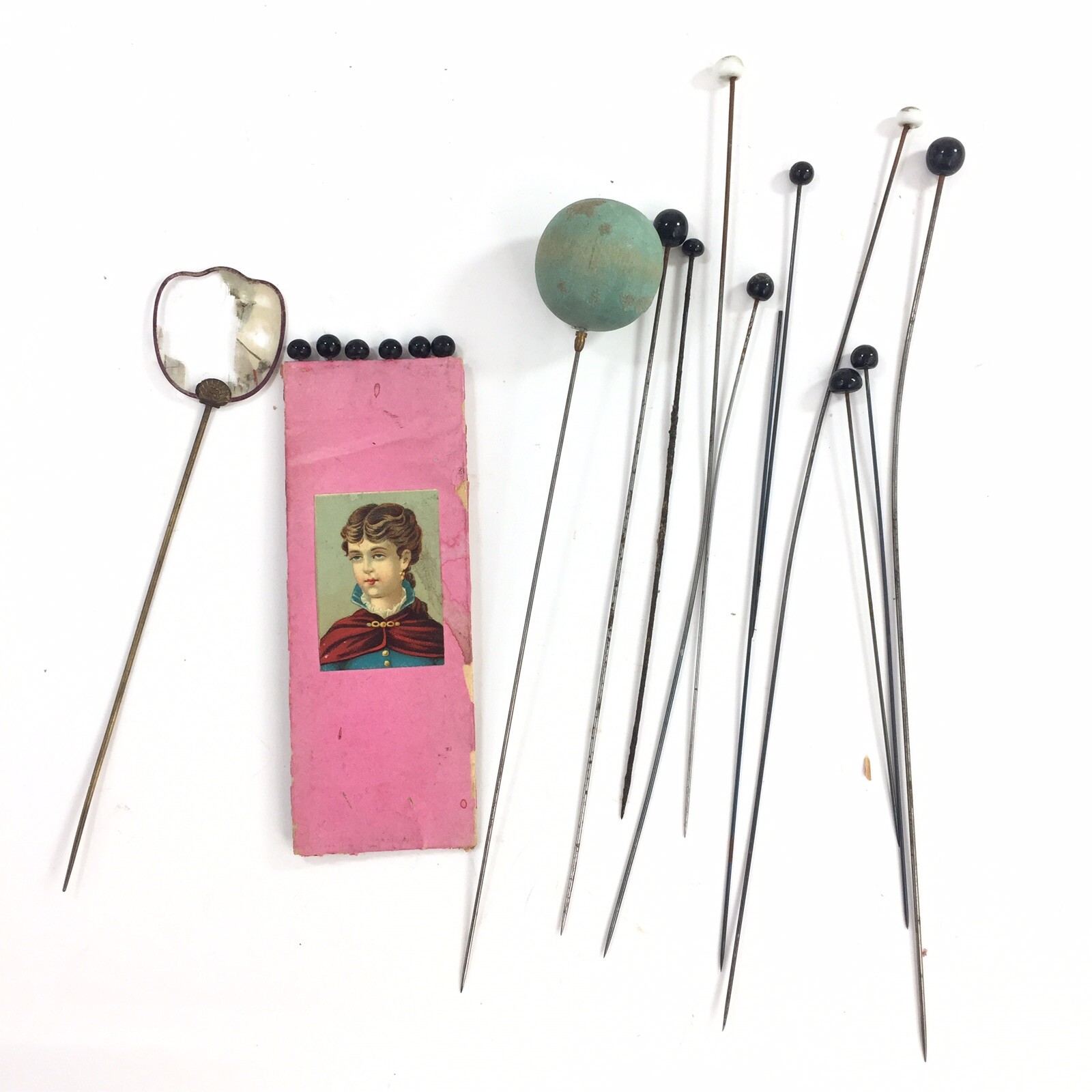 Antique Vintage Hat Pin Lot Woman Lady Paper Holder Set Black White Stickpins Antique Vintage Hat Pin Lot Woman Lady Paper Holder Set Black White Stickpins