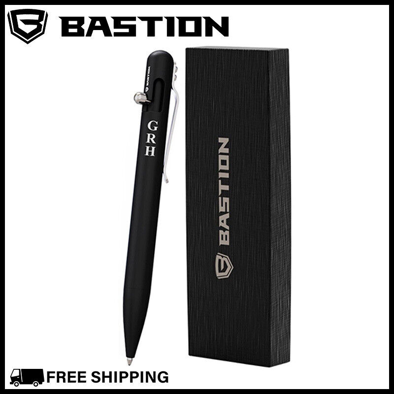 BASTION BOLT ACTION PERSONALIZED PEN Customized Engraved Aluminum Black Gift Pen