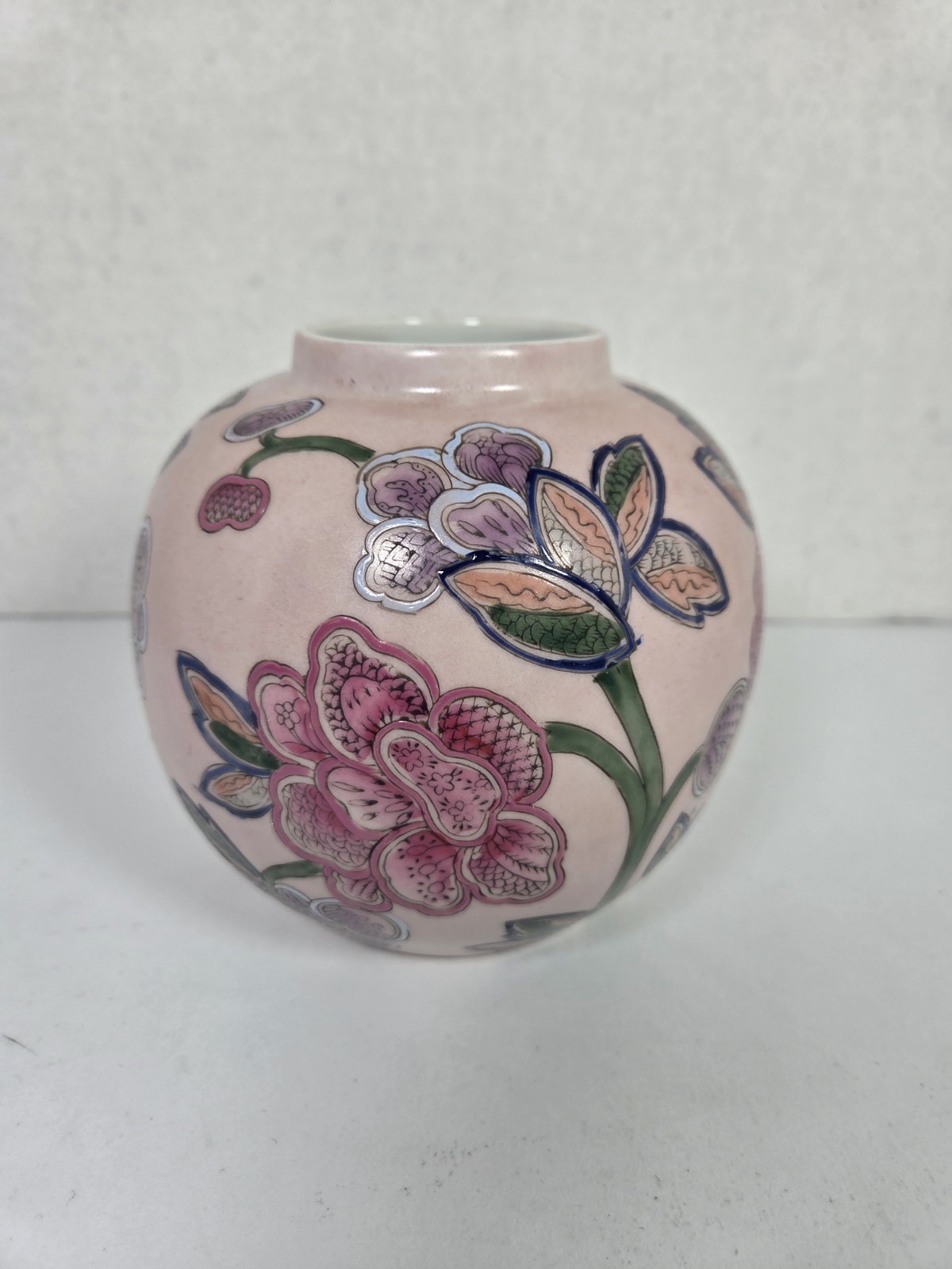 Vintage Ceramic Floral Vase, Made In Macua