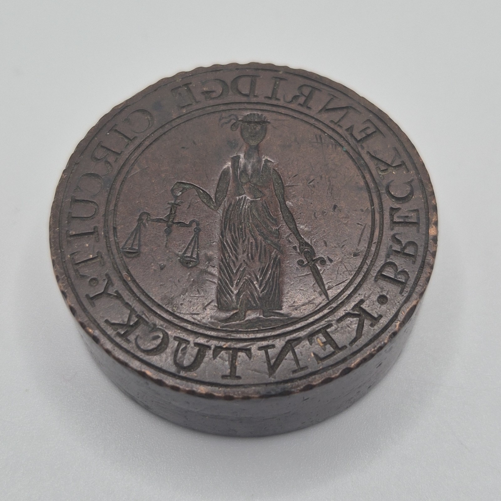 Antique Vintage Heavy Solid Copper Kentucky KY Circuit Judge Seal Stamp Signet Antique Vintage Heavy Solid Copper Kentucky KY Circuit Judge Seal Stamp Signet