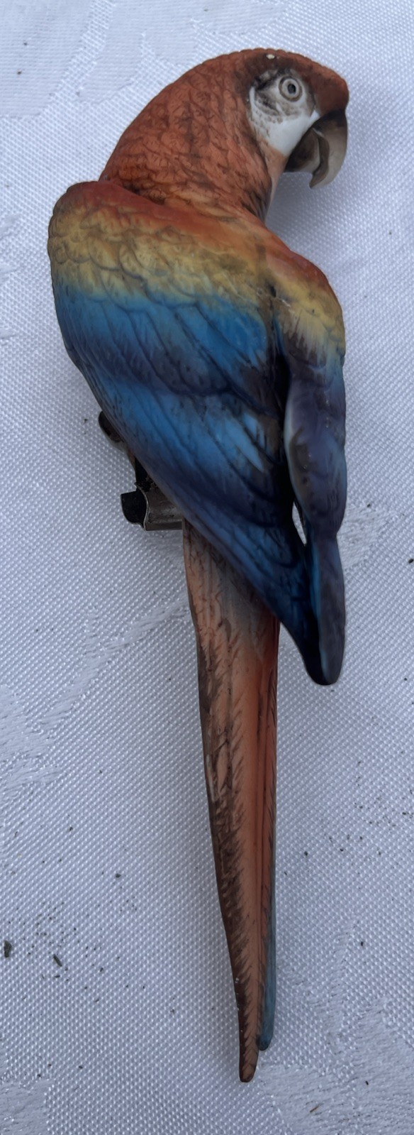 Vintage Porcelain Parrot Ornament 6” Hand Made & Painted Japan