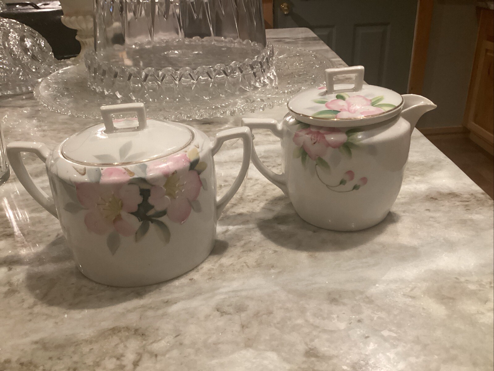 Nippon Hand Painted Azalea Creamer & Sugar  Hand Painted