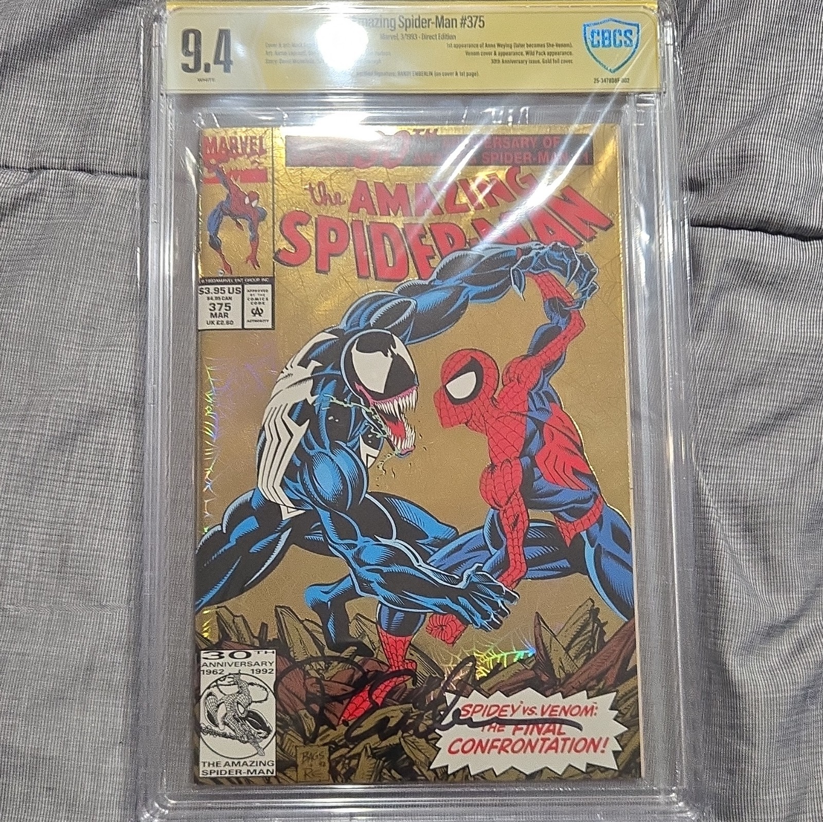 Marvel The Amazing Spider-Man #375 (1993) Direct Edition Comic Book (Signed)