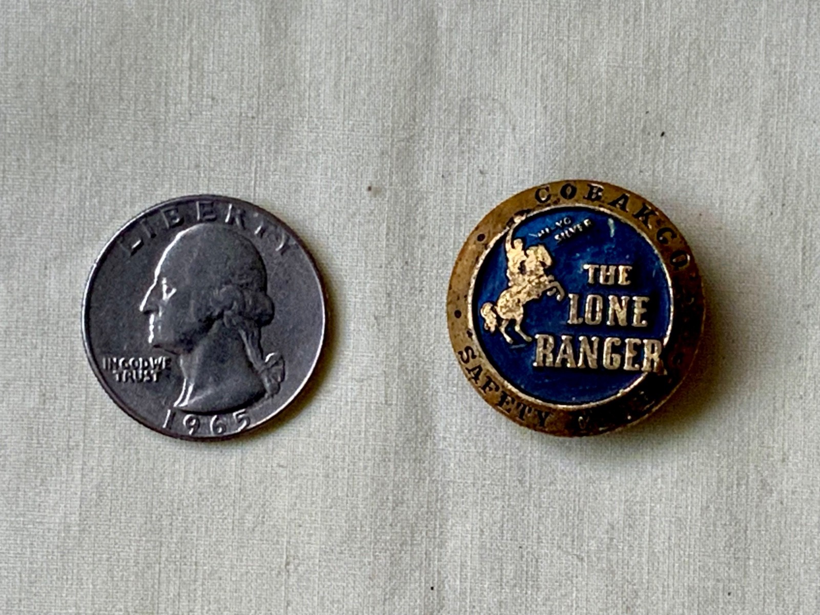 RARE Vintage Lone Ranger Safety Club Brass Pin - COBAKCO Bread Company