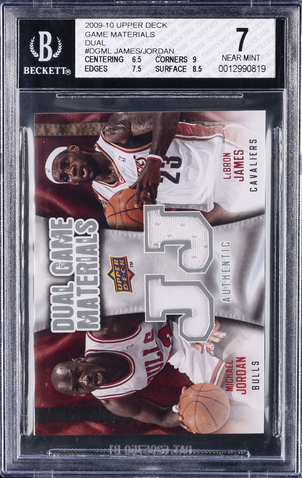 2009-10 UD GAME MATERIALS DUAL #DG-ML LEBRON JAMES/MICHAEL JORDAN BGS 7