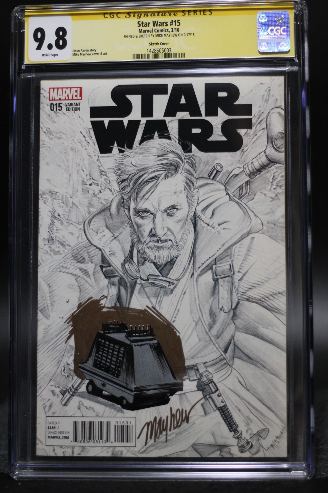 Star Wars (2015) #15 Signed & Sketch By Mike Mayhew CGC SS 9.8 White Pages