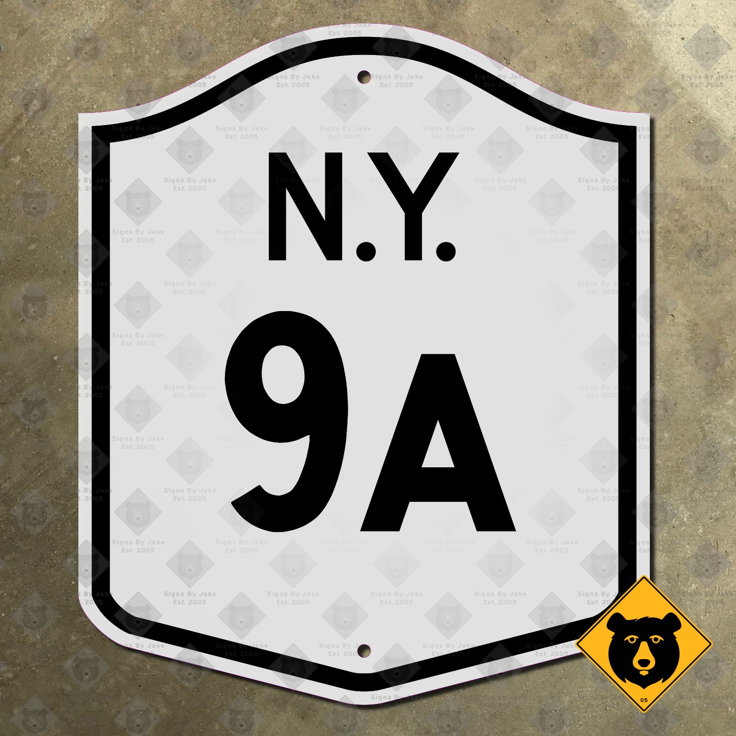 New York state route 9A highway marker road sign 1951 Hudson Yonkers Bronx 15x19
