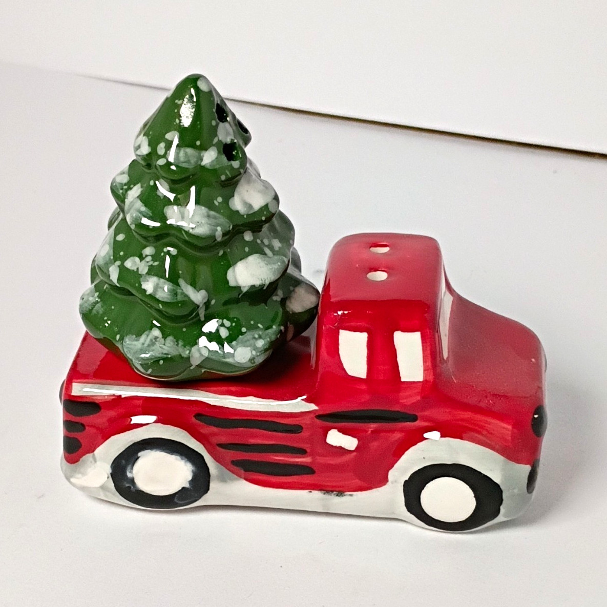 Pier 1 Imports Red Truck Christmas Tree Salt and Pepper Shakers Set Holidays