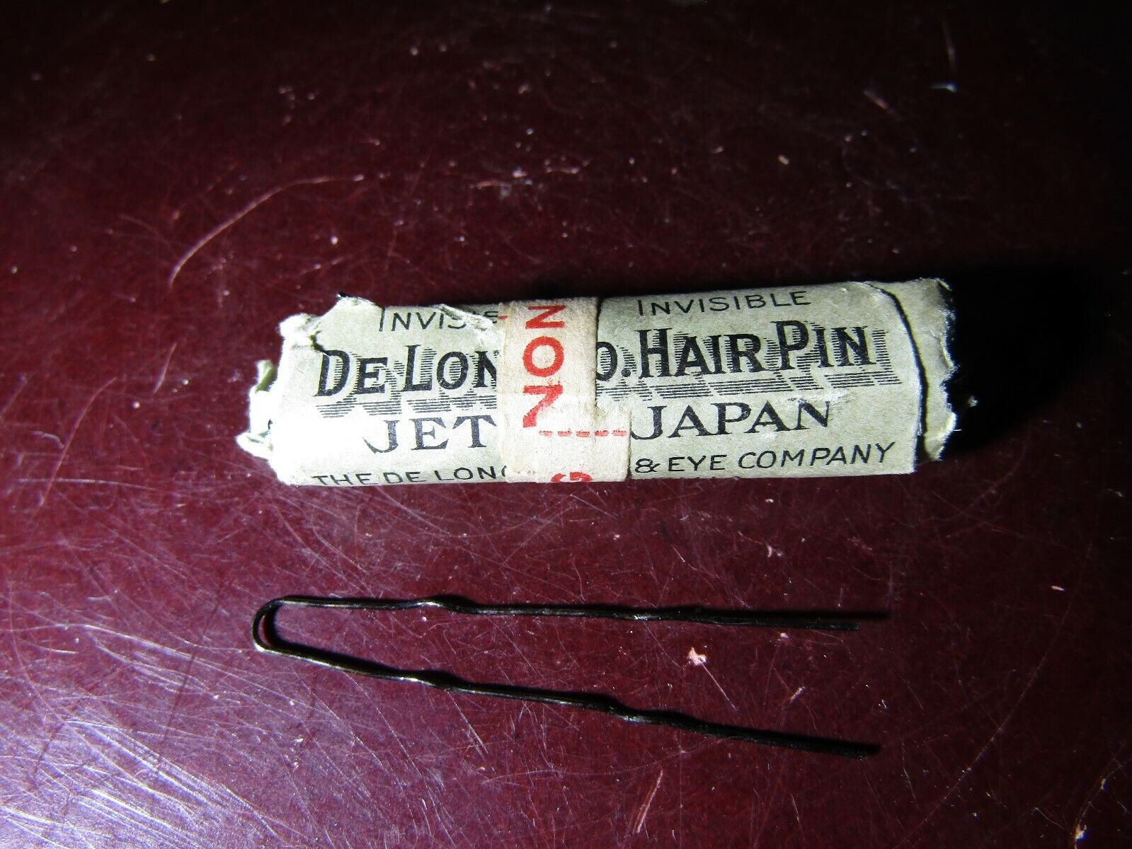 NOS Antique Vintage De Long Hook and Eye Company Non Slipping Hair Pins 