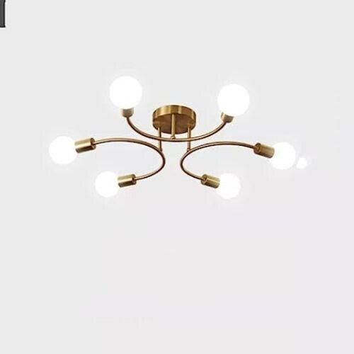 6- Light Sputnik Sphere Chandelier Ceiling Light Lamp Brass Antique Finish Color