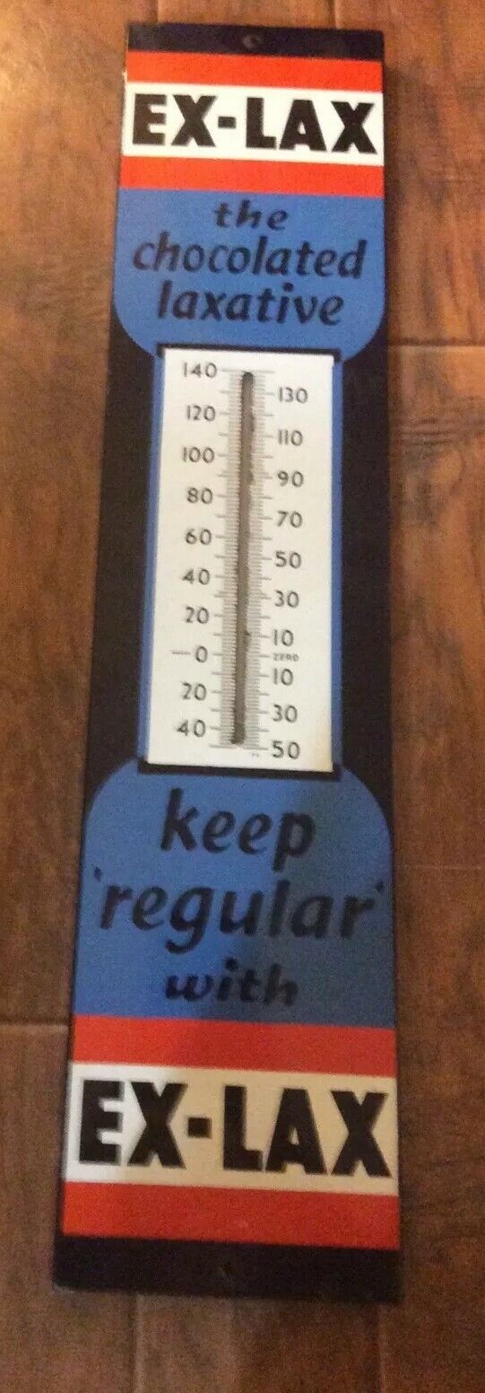 Vintage  EX-LAX chocolate Laxative Large Drug Store Thermometer 