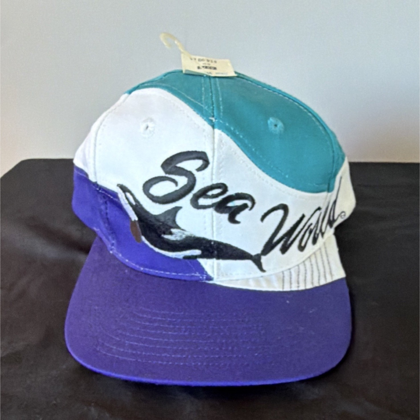 SeaWorld Snapback Hat Teal White Purple Orca Logo Collectible Amusement Parks