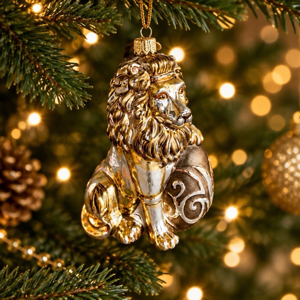 Jay Strongwater Gilded Lion with Egg Glass Ornament Mint In Box (SDH2273-292) Jay Strongwater Gilded Lion with Egg Glass Ornament Mint In Box (SDH2273-292)