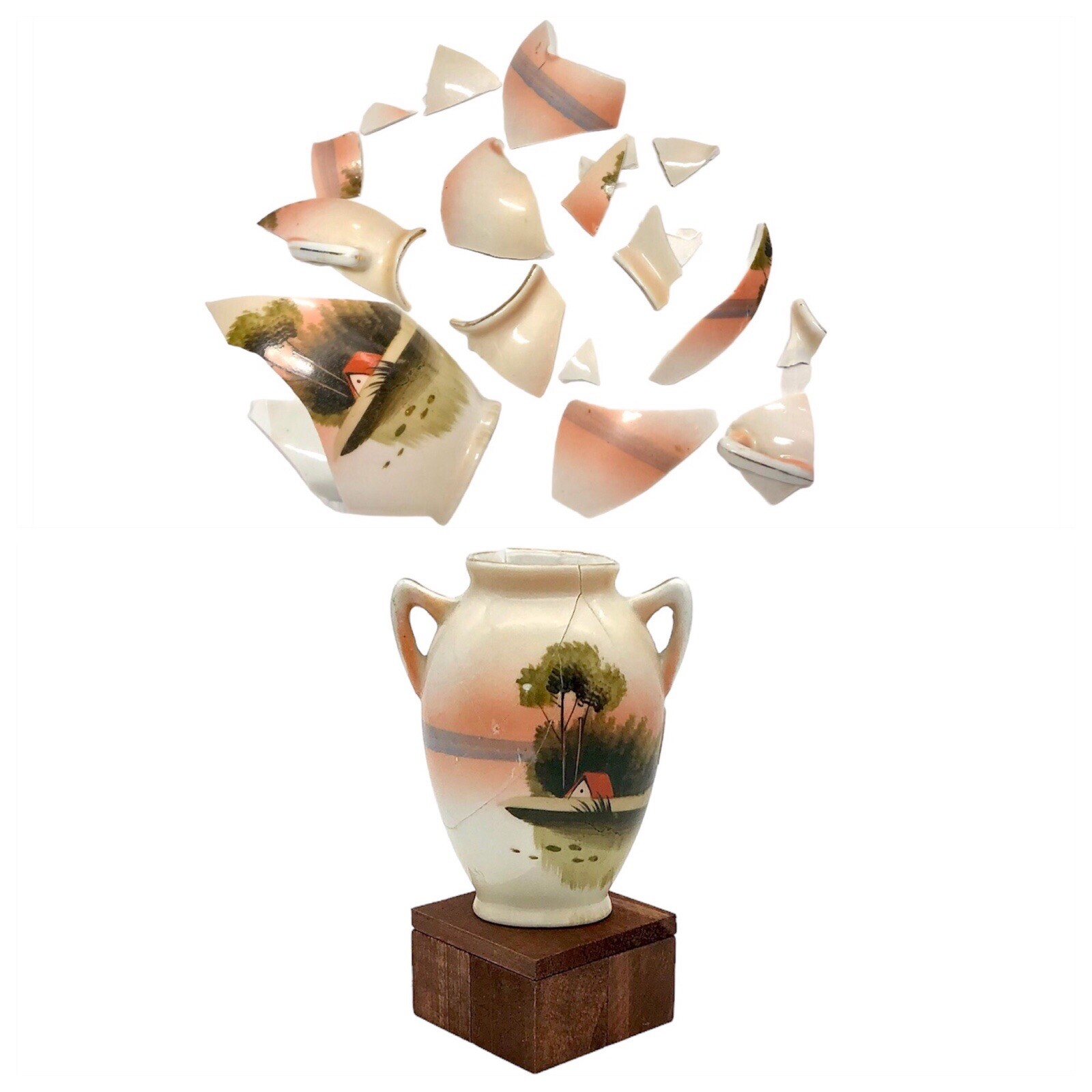 Kintsugi Vase Japanese Porcelain Mini Gold Crack Art Personal Growth Gift