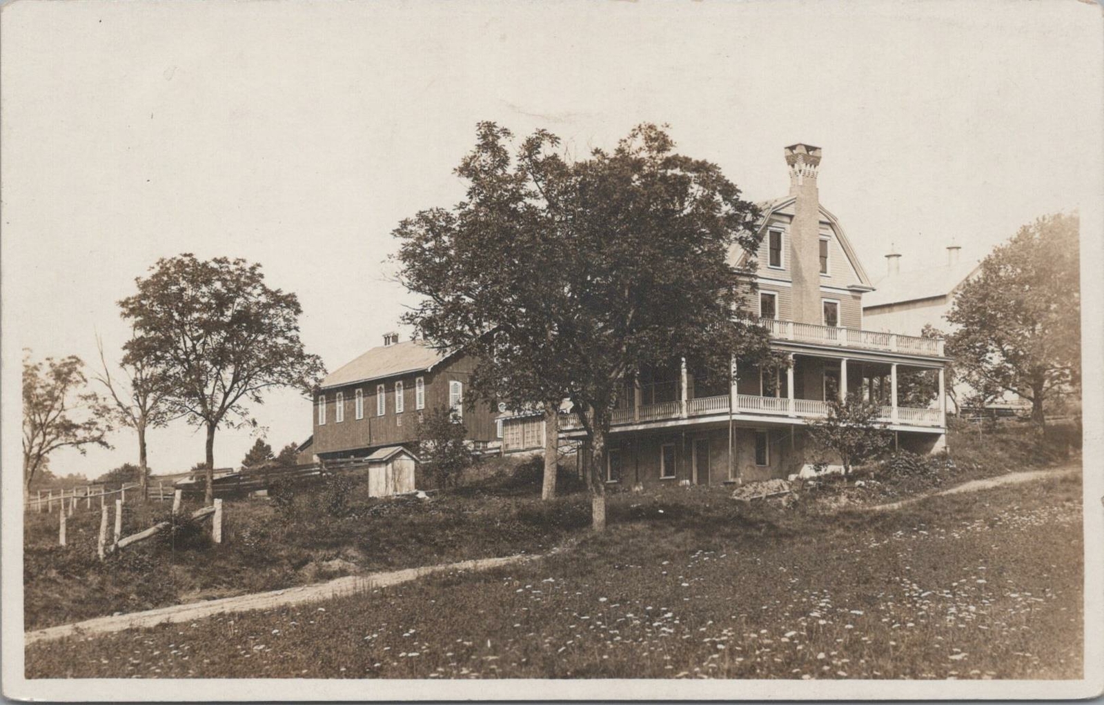 RPPC Postcard Upper Farm House Barn and Hay Barn 
