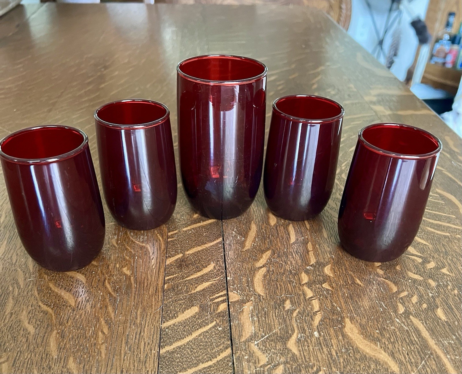 Anchor Hocking Ruby Red Glasses 4 Juice One A Little Larger