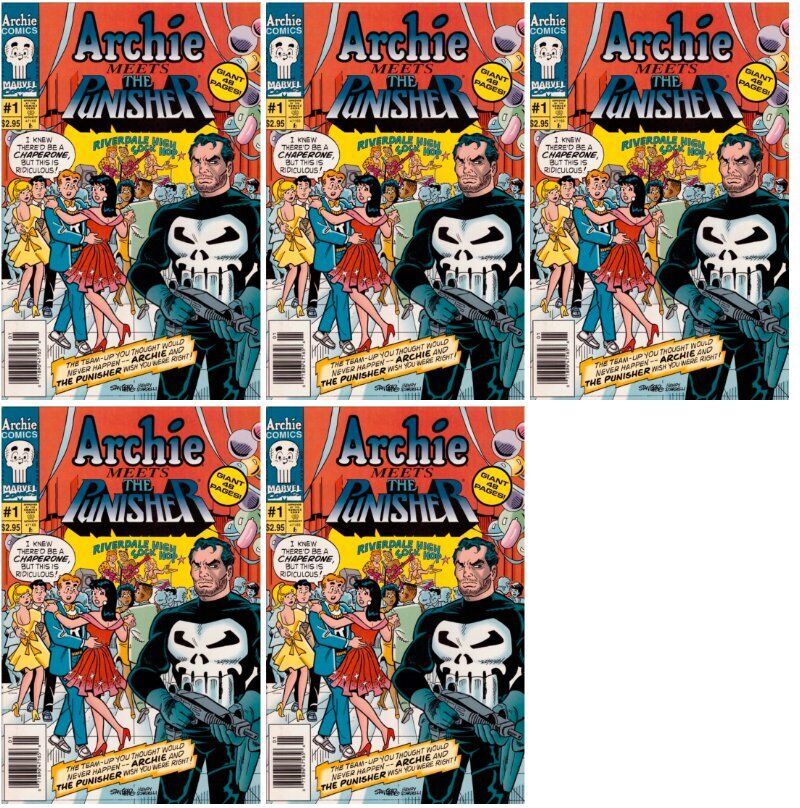Archie Meets the Punisher #1 Newsstand Cover (1994) Archie Comics - 5 Comics
