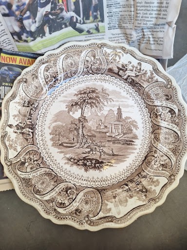 Rare Antique James Clews Moral Maxims Brown Plate Staffordshire c.1820s 