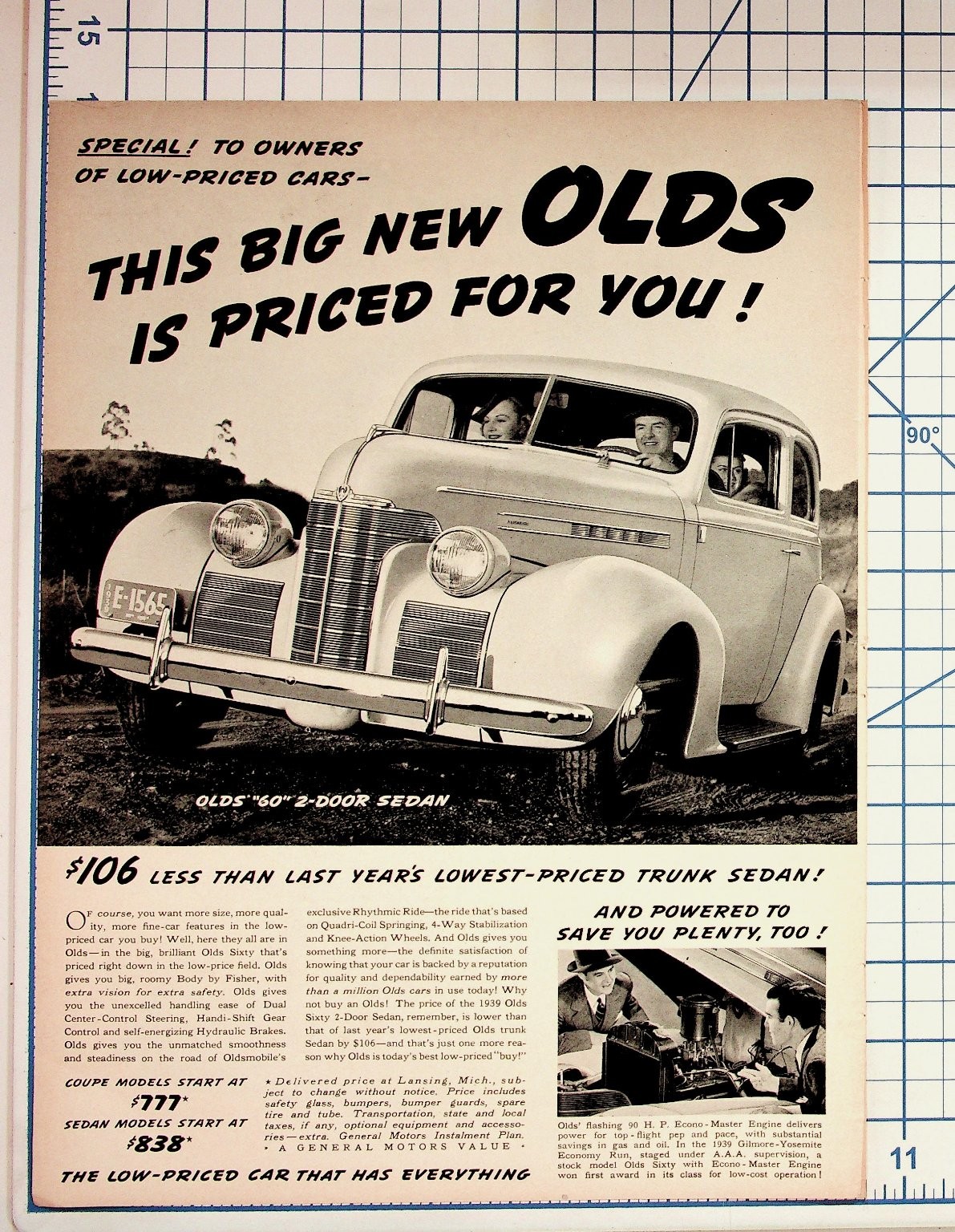 1939 Oldsmobile 60 Sedan Vintage Car Advertisement Print Ad GM