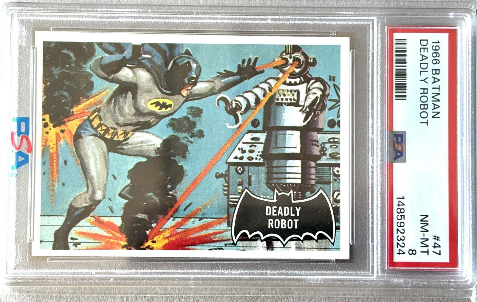 1966 Topps Batman Black Bat #47 Deadly Robot PSA 8 NM-MT
