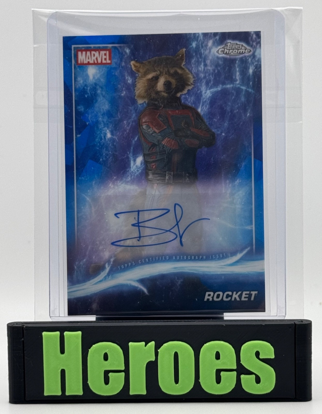 2025 Topps Chrome Marvel Studios Sapphire AA-BC, Rocket, Bradley Cooper Auto