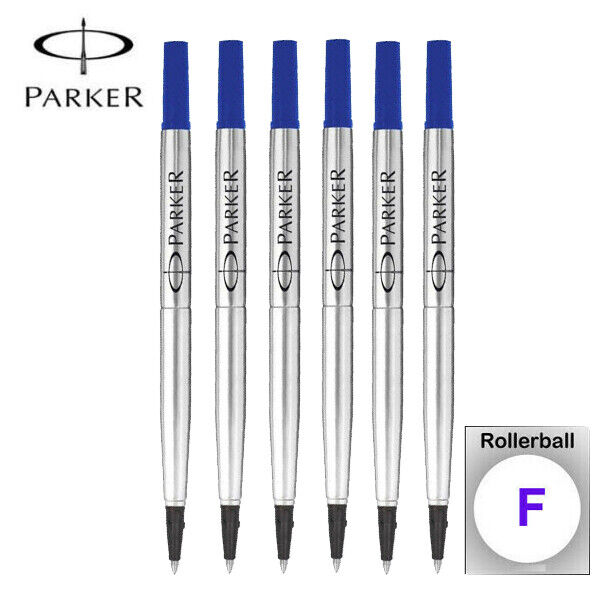 6Pcs Parker Ink Refills 0.5 mm F Blue Fit Sonnet IM Urban Series Rollerball Pen