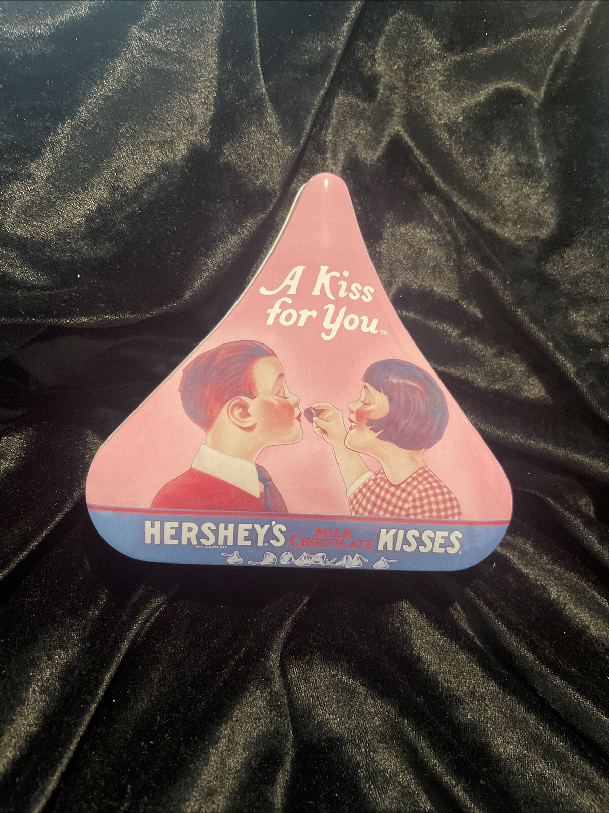 Vintage Hershey’s Kisses Tin 5x5 Some Wear Top Edge