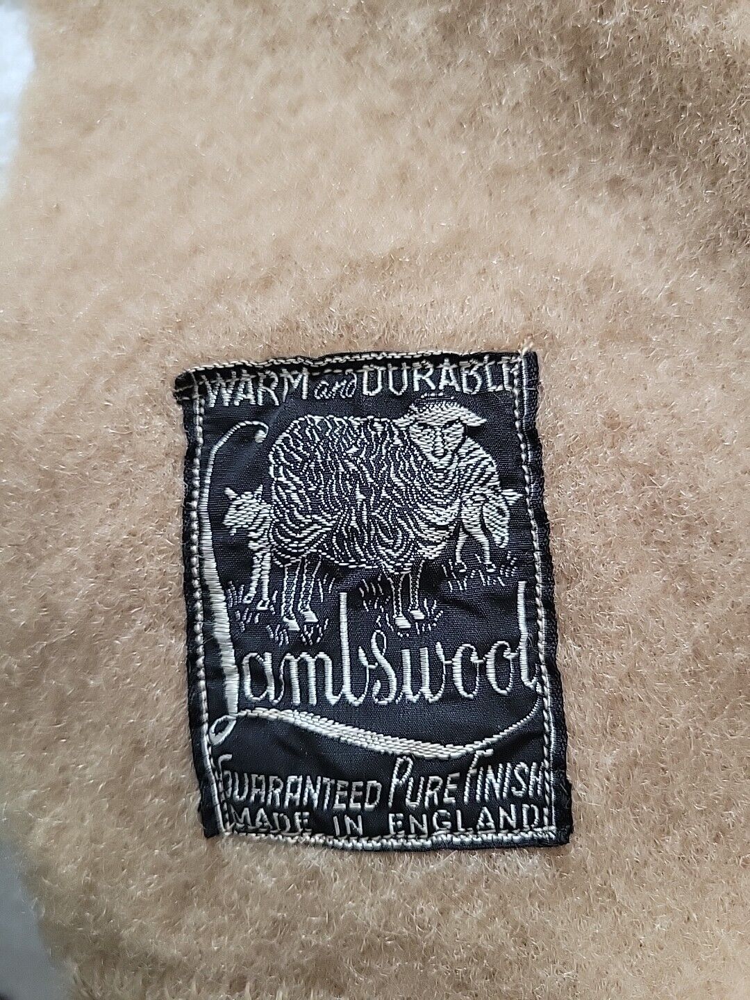 Vintage Aramco Tan Blanket Lambs Wool 90\