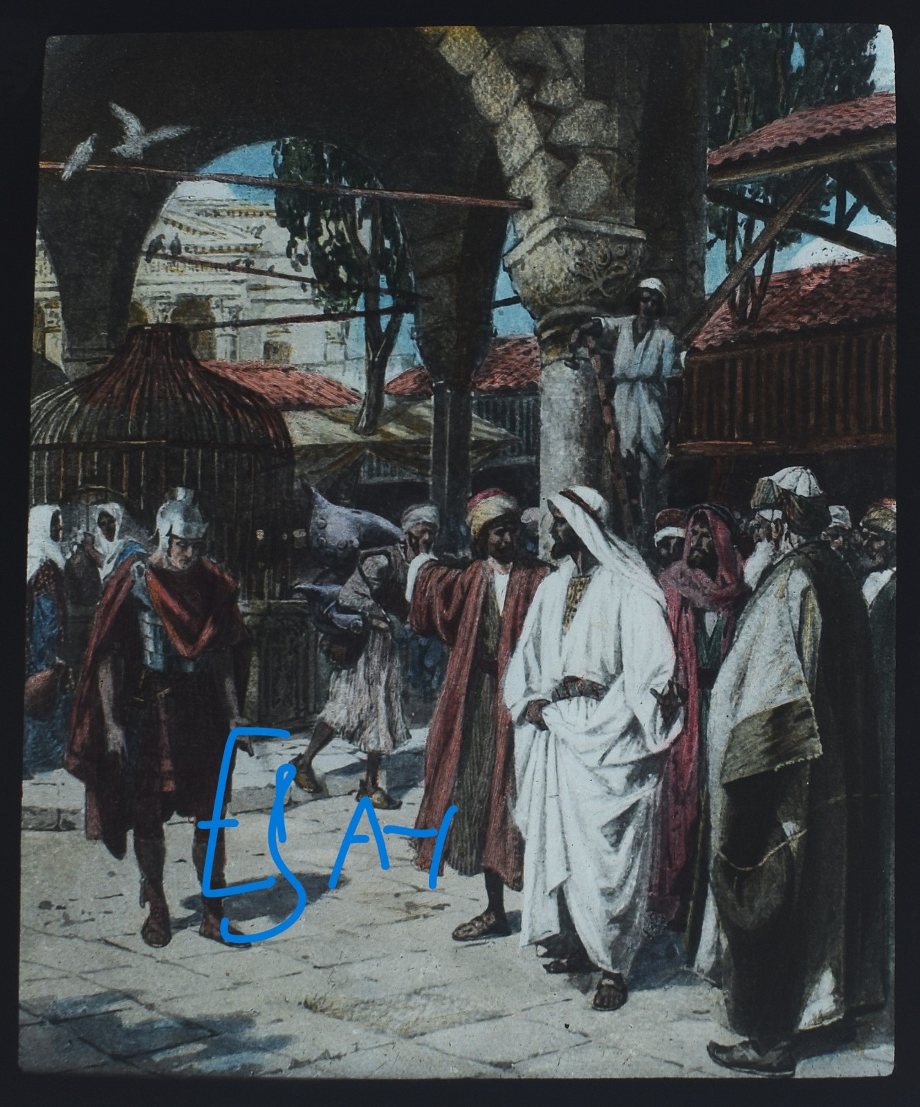 JORIS CHRIST & THE CENTURION C1900 Magic Lantern Slide CHRISTIAN RELIGION JESUS