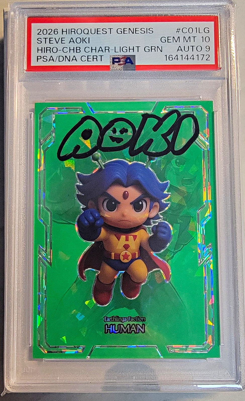 HiroQuest 2026 Genesis Hiro Chibi #C01LG Char-Light GRN Auto PSA 10/9 ☆/50 POP 1