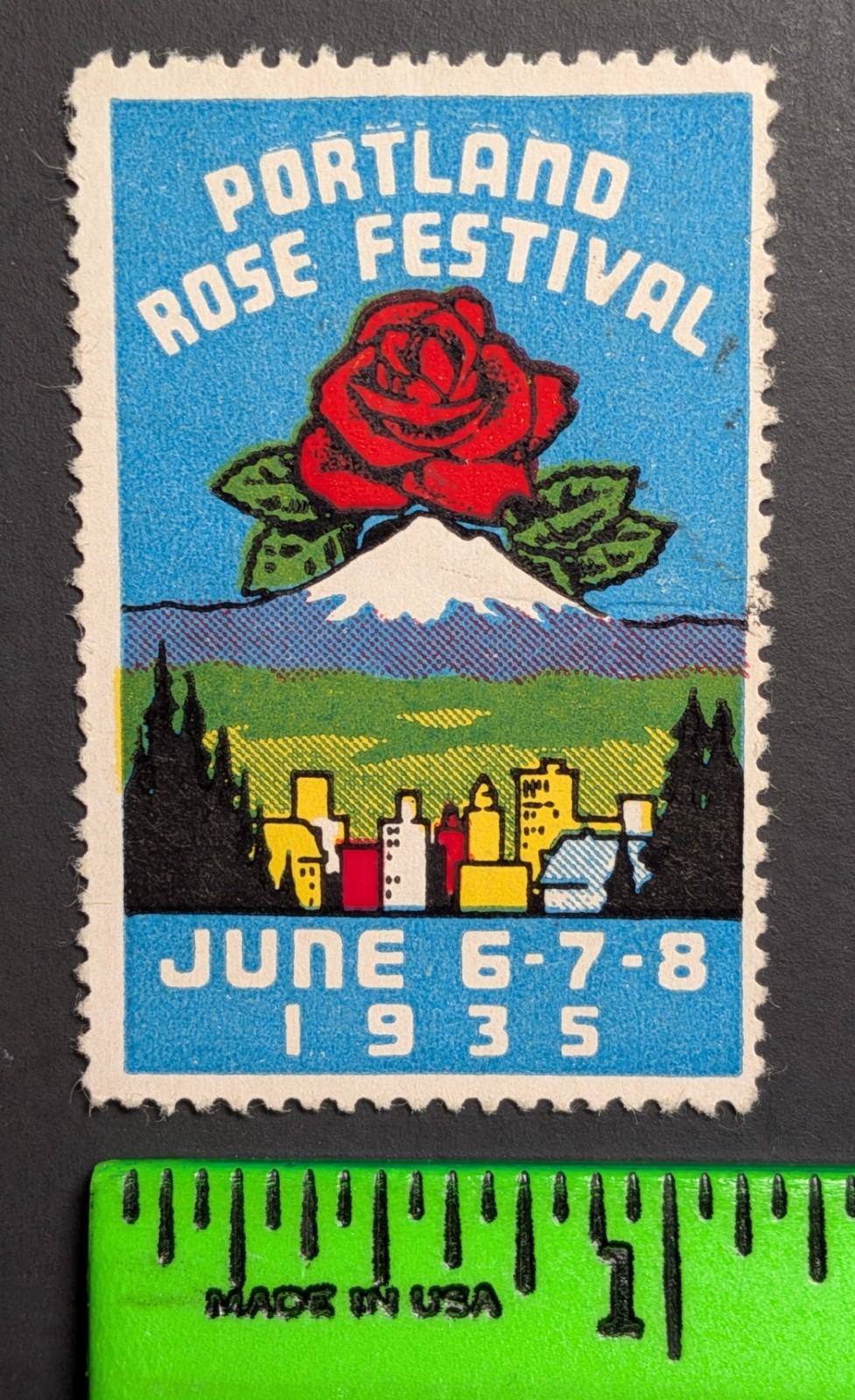 Vintage 1935 Portland Rose Festival Poster Stamp