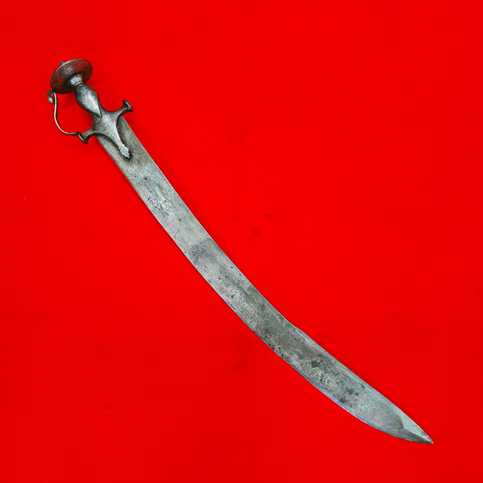 Indo Persian Mughal Rajput Sikh Silver Koftgari Damascus Tegha Sword Tulwar